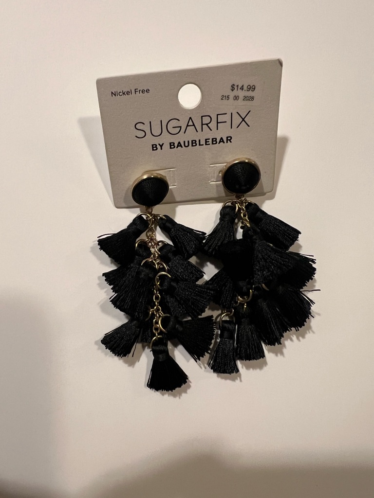 Sugarfix By Baublebar Black Tassel Drop Earrings